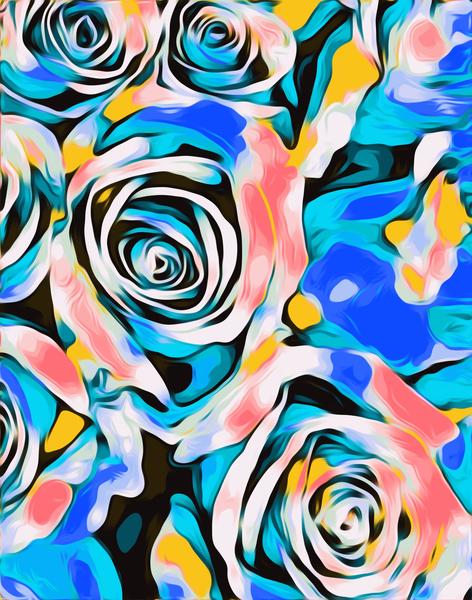 blue pink white and yellow roses texture background by Timmy333