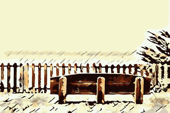 wooden bench and wooden fence at the beach by Timmy333