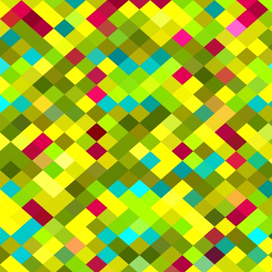 geometric square pixel pattern abstract in yellow red green blue by Timmy333