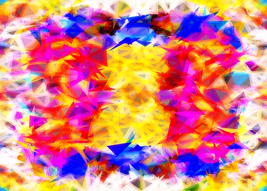 psychedelic geometric triangle pattern abstract background in pink yellow red blue by Timmy333