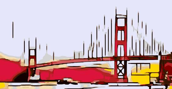 drawing Golden Gate bridge, San Francisco, USA with white background by Timmy333