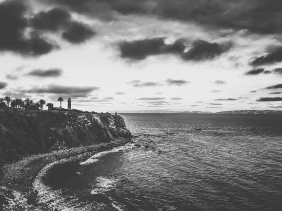beach sunset with cloudy sky in black and white by Timmy333