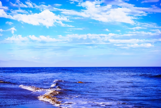 blue ocean view with blue cloudy sky in summer by Timmy333