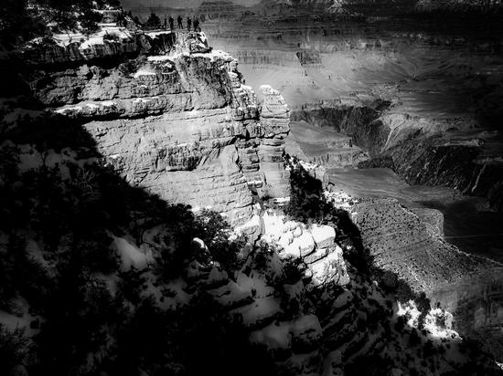 winter light at Grand Canyon national park, USA in black and white by Timmy333