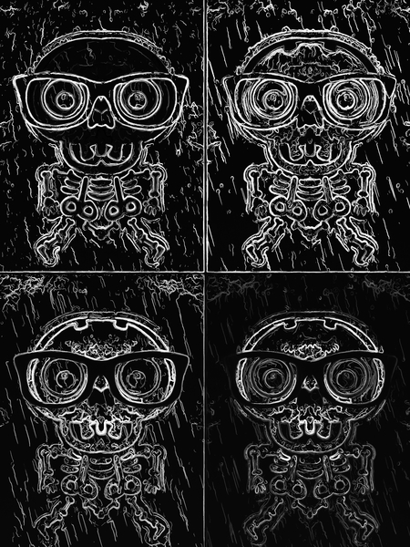 funny skull and bone with glasses in black and white by Timmy333