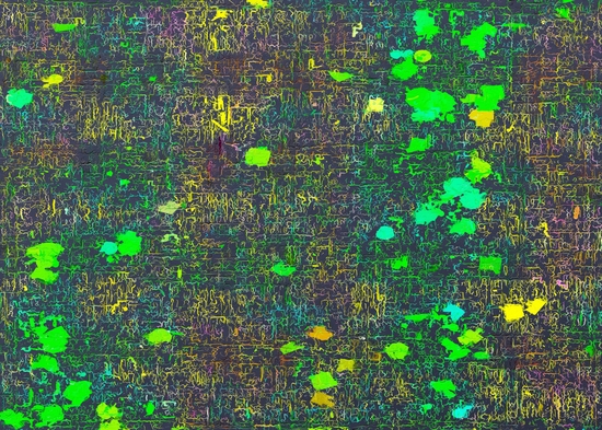 psychedelic abstract art texture background in green yellow black by Timmy333