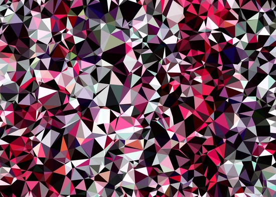 geometric triangle polygon pattern abstract in red pink black by Timmy333