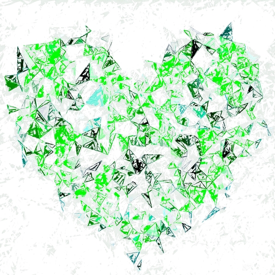 green heart shape abstract with white abstract background by Timmy333