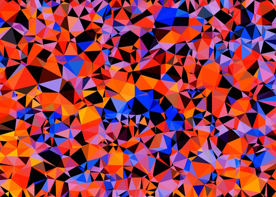 geometric triangle pattern abstract in blue orange red by Timmy333