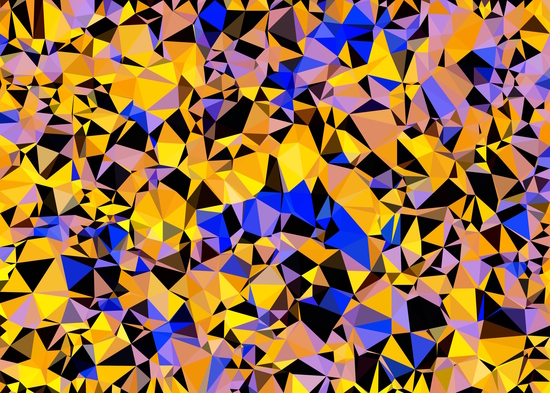 geometric triangle pattern abstract in orange blue yellow by Timmy333