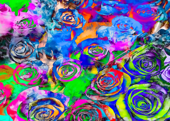 rose texture pattern abstract with splash painting in blue green pink red orange yellow by Timmy333