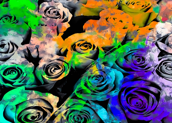 rose texture pattern abstract with splash painting in orange green blue purple by Timmy333