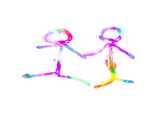 happy couple holding hands in pink purple yellow blue green by Timmy333