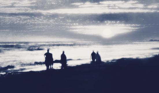 watching sunset at the beach in black and white by Timmy333