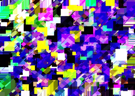 geometric square pixel pattern abstract in blue yellow pink by Timmy333