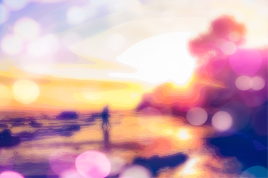 summer beach with sunset sky and beautiful bokeh light background by Timmy333