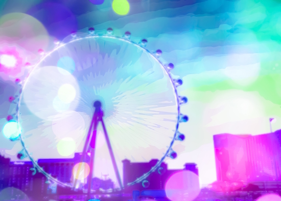 ferris wheel in the city at Las Vegas, USA with the night light bokeh by Timmy333