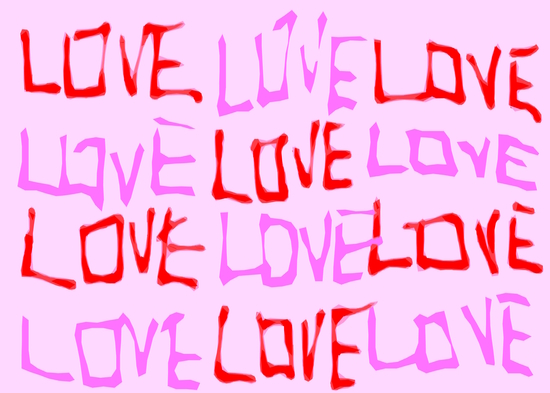 LOVE alphabet drawing in red and pink by Timmy333