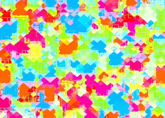 geometric pixel square pattern abstract in pink blue green orange by Timmy333