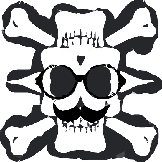 old funny skull and bone art portrait in black and white by Timmy333