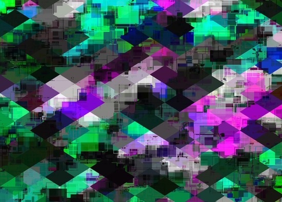 psychedelic square pixel pattern abstract background in green pink blue by Timmy333