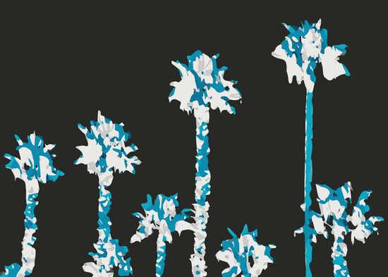 blue and white palm tree with dark blue background by Timmy333