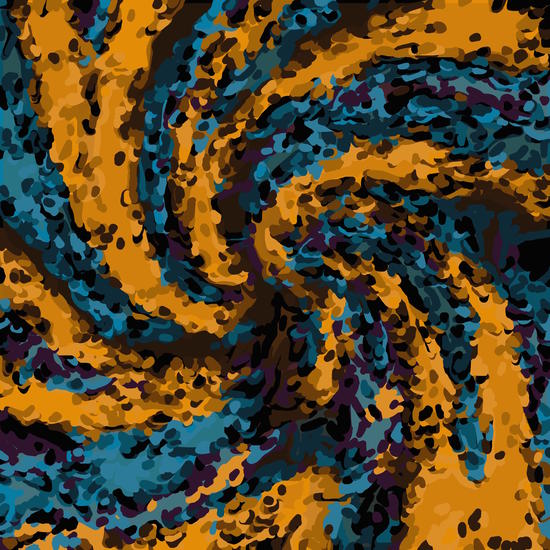 psychedelic graffiti line pattern painting abstract in brown and blue by Timmy333