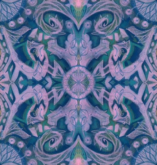 Summer Twilight, abstract floral pattern by Julia Khoroshikh