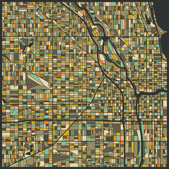 CHICAGO MAP 2 by Jazzberry Blue