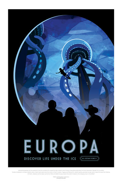 Europa: Discover Life Under the Ice - NASA JPL Space Travel Poster by Space Travel