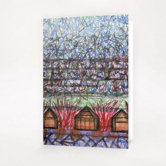 Three Cabins under Red Bushes Greeting Card & Postcard by Heidi Capitaine