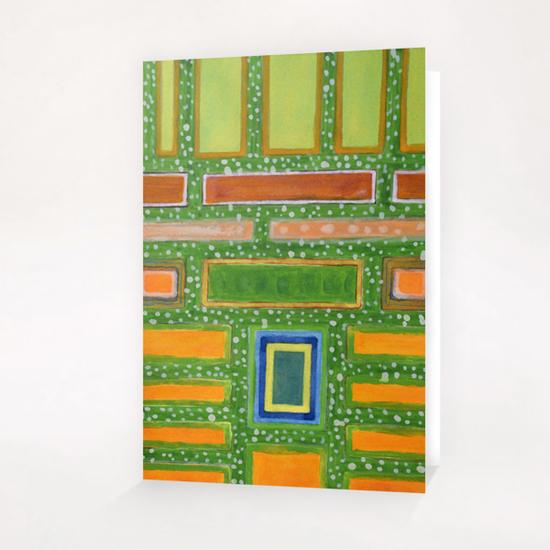 Filled Rectangles on Green Dotted Wall   Greeting Card & Postcard by Heidi Capitaine