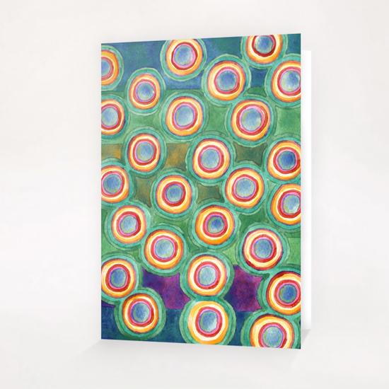 Multicolorful Circles in Front of Horizontal Stripes  Greeting Card & Postcard by Heidi Capitaine