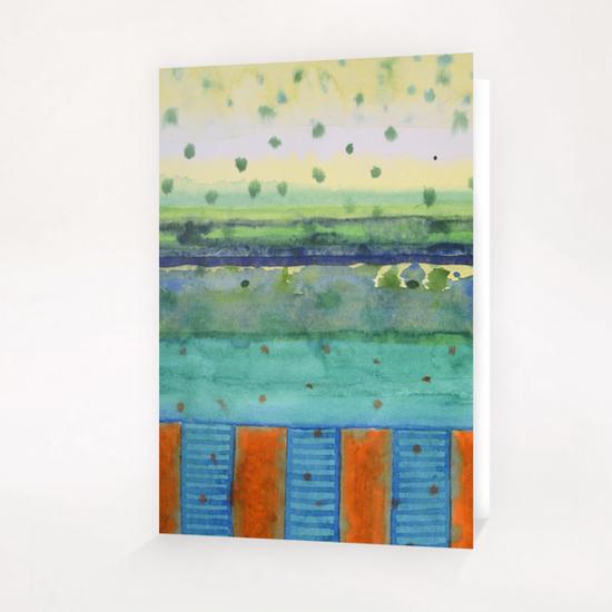 Orange Posts With Landscape Greeting Card & Postcard by Heidi Capitaine