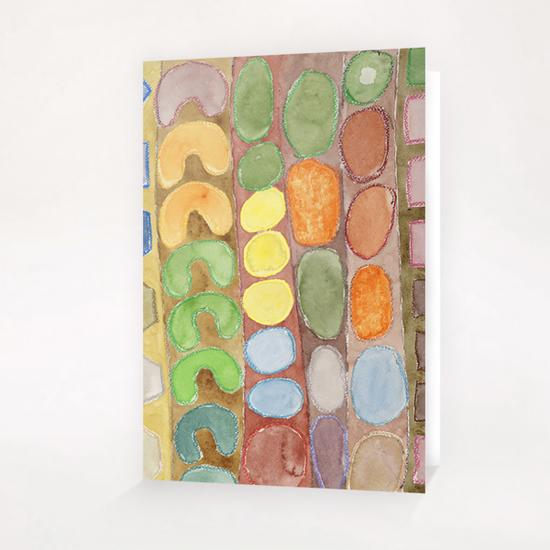 Striped Colorful Pattern with Croissants  Greeting Card & Postcard by Heidi Capitaine