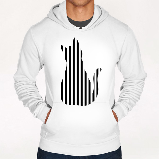 Cute Cat silhouette on Stripes 2 Hoodie by Divotomezove