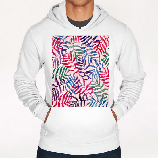 Watercolor Tropical Palm Leaves X 0.3 Hoodie by Amir Faysal