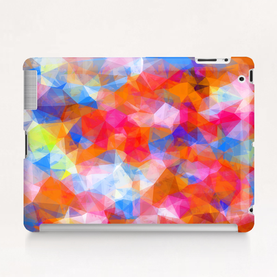 geometric triangle pattern abstract background in orange pink blue Tablet Case by Timmy333