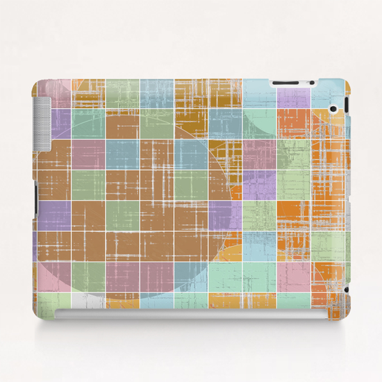 geometric square and circle pattern abstract in orange blue pink Tablet Case by Timmy333