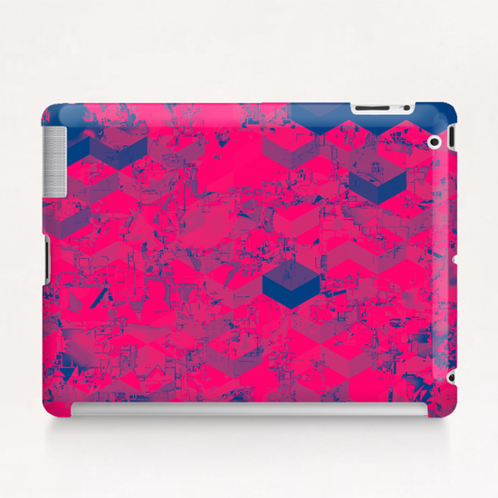 geometric square pattern abstract in pink blue Tablet Case by Timmy333