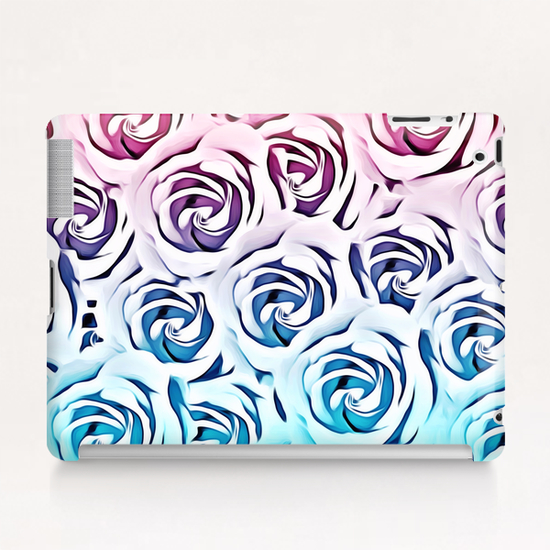 blooming rose pattern texture abstract background in pink and blue Tablet Case by Timmy333