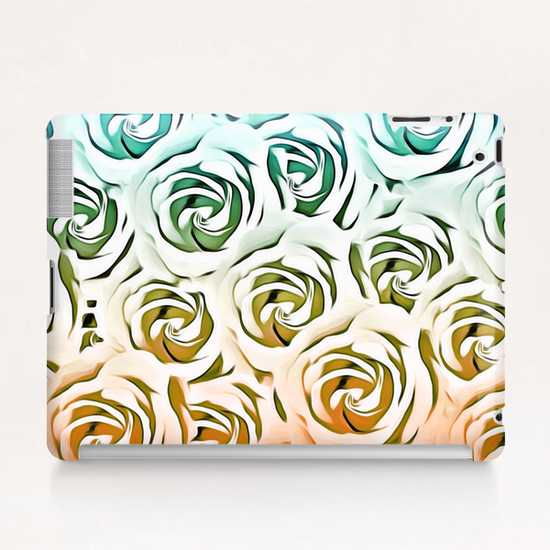 blooming rose pattern texture abstract background in blue and pink Tablet Case by Timmy333