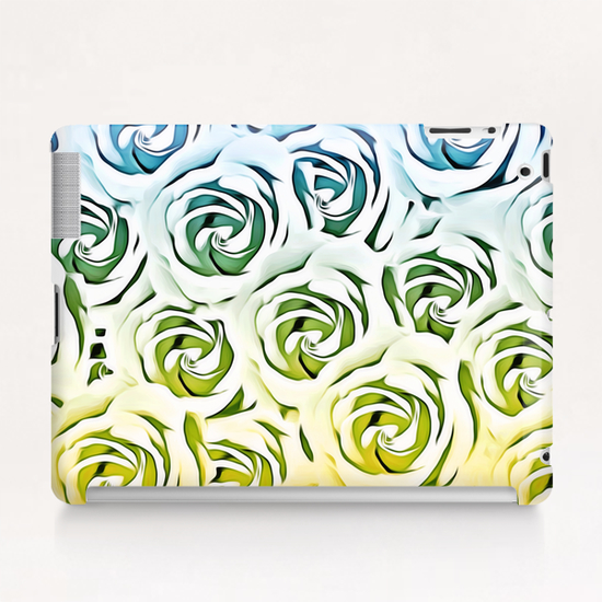 rose pattern texture abstract background in blue and yellow Tablet Case by Timmy333