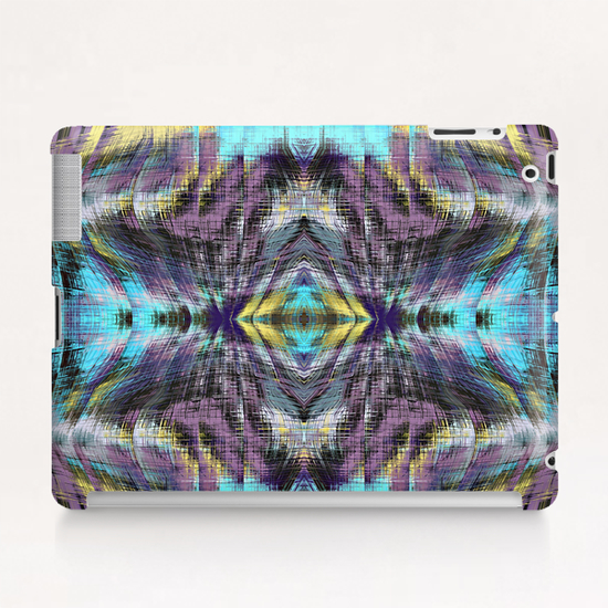 psychedelic geometric symmetry abstract pattern in purple blue yellow Tablet Case by Timmy333