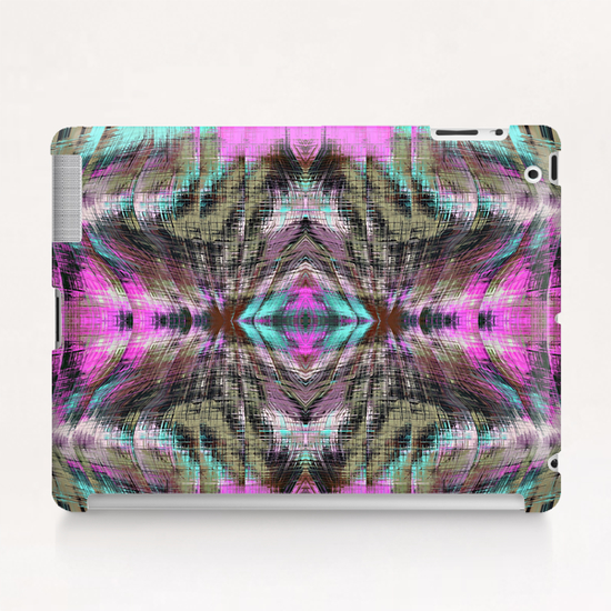 geometric symmetry pattern abstract background in pink blue brown Tablet Case by Timmy333