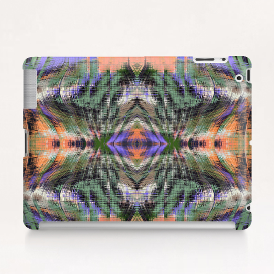 geometric symmetry pattern abstract background in green purple orange Tablet Case by Timmy333