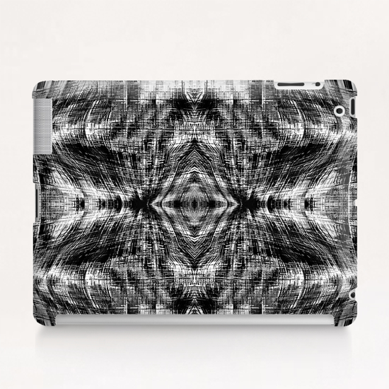 vintage geometric symmetry pattern abstract background in black and white Tablet Case by Timmy333