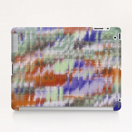 psychedelic geometric abstract pattern in orange green blue Tablet Case by Timmy333