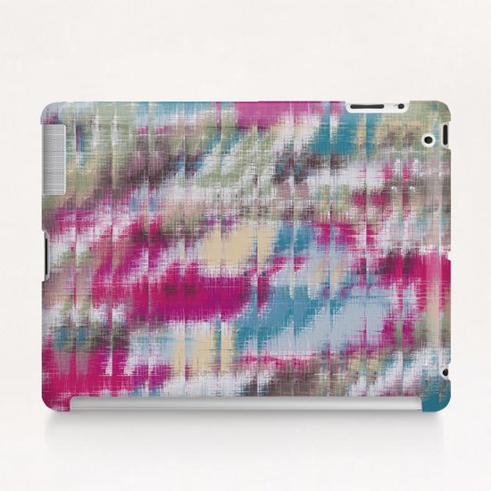 psychedelic geometric abstract pattern in pink blue brown Tablet Case by Timmy333