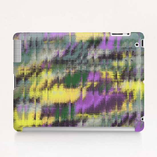 psychedelic geometric abstract pattern in green yellow purple Tablet Case by Timmy333